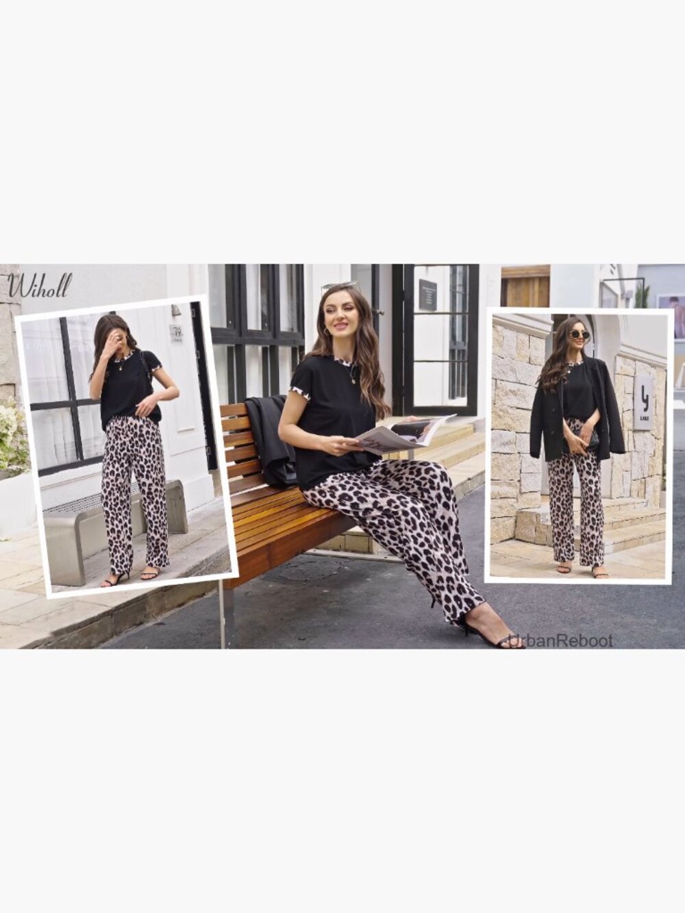 Two Piece Set with Wide Leg Pants and Tee - Picture 6 of 7
